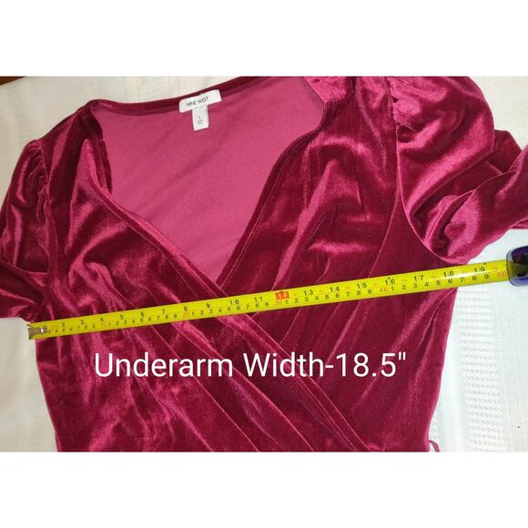 Nine West Velvet Mini Dress Burgundy Velour LARGE Comfort Wear Leisure Party - Picture 13 of 16
